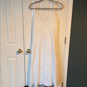 LOFT White Eyelet Midi Dress
